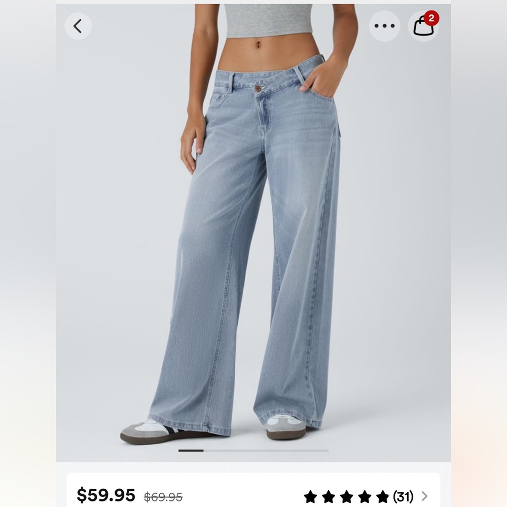 Halara Flex Asymmetric Low Rise Button Zipper Jeans